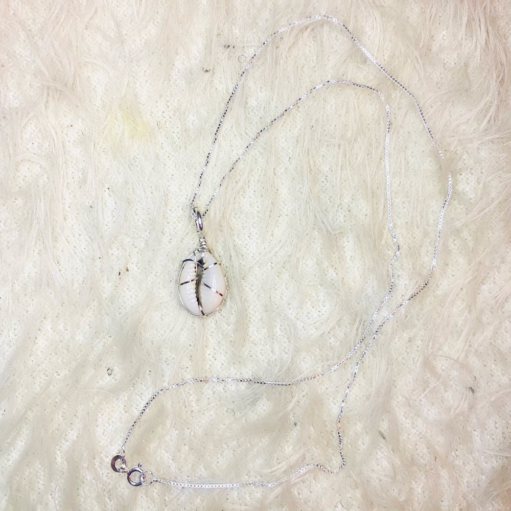 Cowrie Shell Sterling Silver Necklace (handmade)